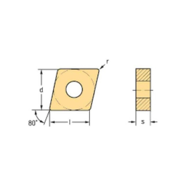 Diamond Turning Insert, Diamond, 6, CNMG, 3, Carbide Pack of 10