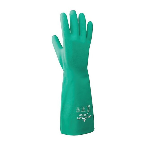 737 Chemical Resistant Gloves, Nitrile, 15 in L, 22 mil, Green, 11, 1 PR