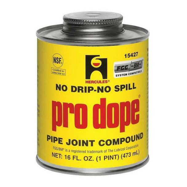 Hercules Pipe Thread Sealant 16 oz, Brush-Top Can, Pro Dope, Gray, Paste 15427
