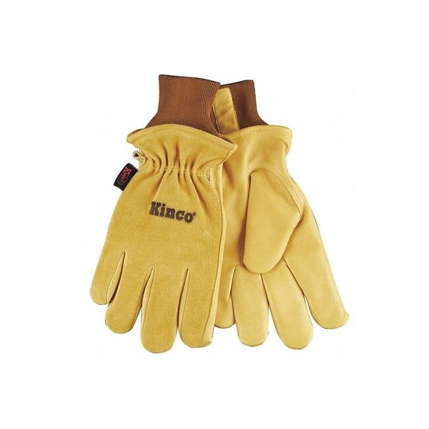 Kinco Leather Gloves, Knit Wrist, Keystone Thumb, Gold, M, 1 PR 94HK-M Pack of 6