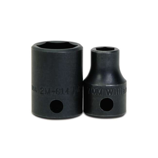 Williams 3/8" Drive Impact Socket Black Industrial, 3/8" D,6Pt,7mm JHW2M-607