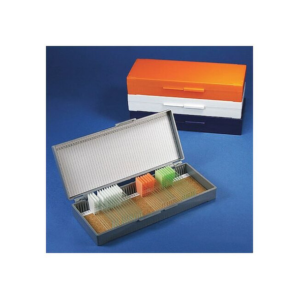 Globe Scientific Microscope Slide Box,White 513077W
