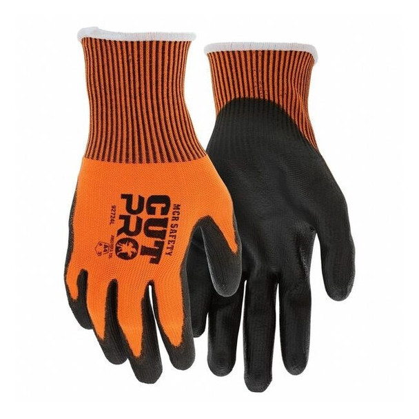 Coated Gloves, Polyurethane, Sandy, Palm, 4 Abrasion Level, L 1 PR