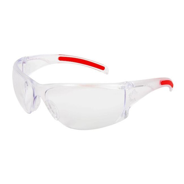 Hulk HK1, Safety Glasses, Anti-Scratch, Clear Lens, Clear/Red Frame, Frameless