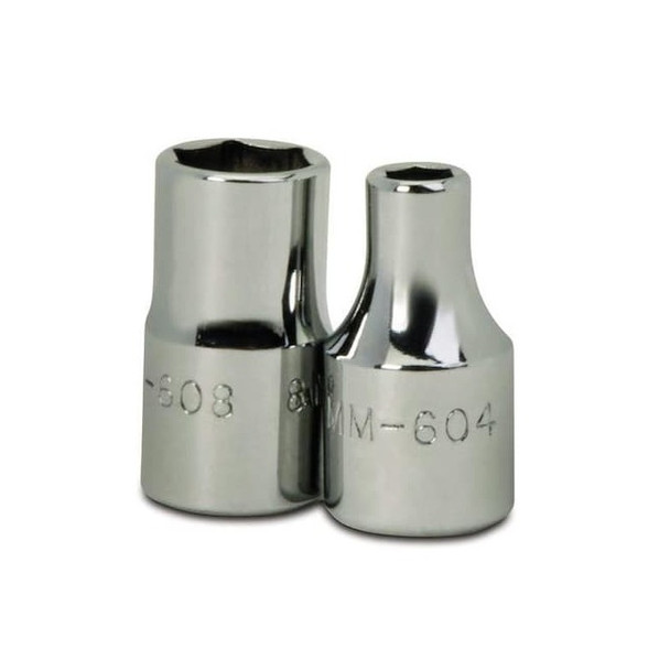 1/4" Drive, 12mm Metric Socket, 6 Points, 1/4" D,6Pt,12mm Pack of 2