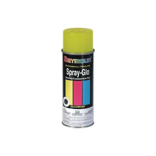 Spray-Glo Paint,Flour Yellow,12oz., Fluorescent Yellow, Flat, Solvent, 12 oz