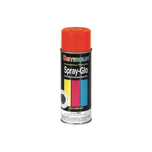 Spray-Glo Paint,Flour Red,12oz., Fluorescent Red, Flat, Solvent, 12 oz Pack of 6