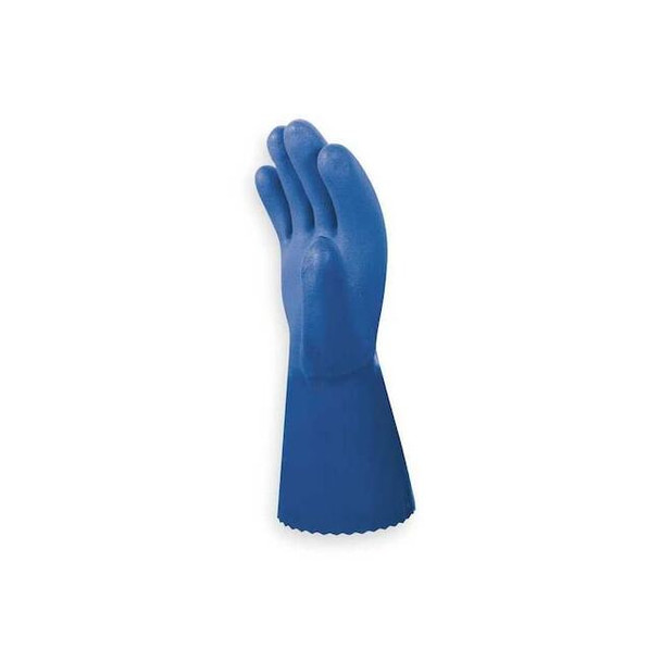 Chemical Resistant Gloves, PVC, 12 in L, 35 mil, Blue, L, 1 PR Pack of 6