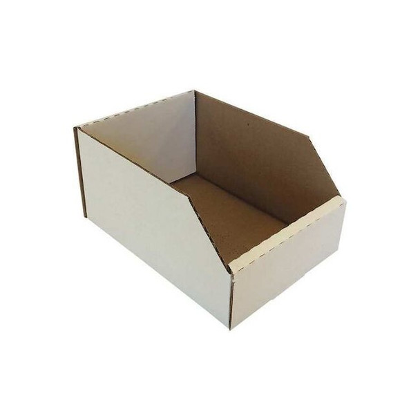 Corrugated Shelf Bin, Cardboard, White, 4 1/2 in H, 6 in W, 9 in L Pack of 50