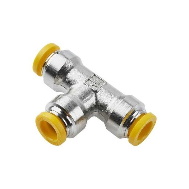 Parker Metric Metal Push-to-Connect Fitting, Brass, Silver 164PLP-6M
