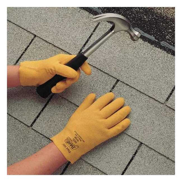 Coated Gloves, PVC, Rough, Full, 3 Abrasion Level, Yellow, L (10) 1 PR