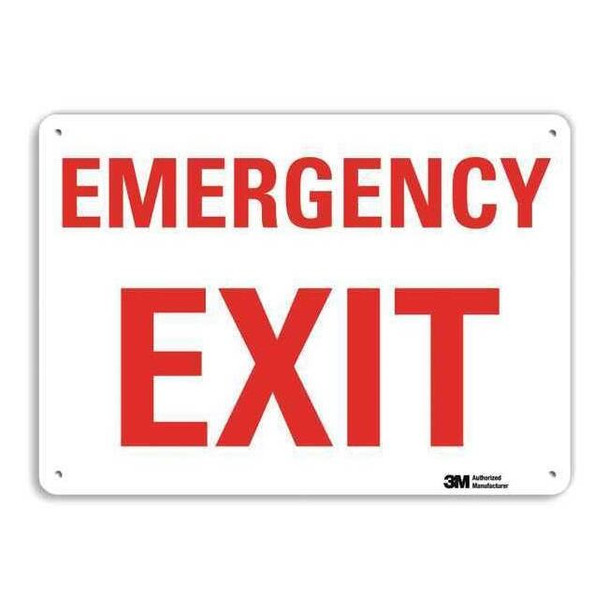 Exit Sign, Recycled Aluminum, 14" W, 10" H, Emergency Exit, White
