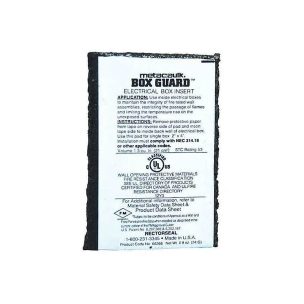 Metacaulk Firestop Sheet,Black,Intumescent,1.81"L 66366 Pack of 50