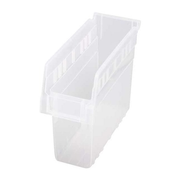 Shelf Storage Bin, Polypropylene, Clear, 8 in H, 4 3/8 in W, 11 5/8 in L