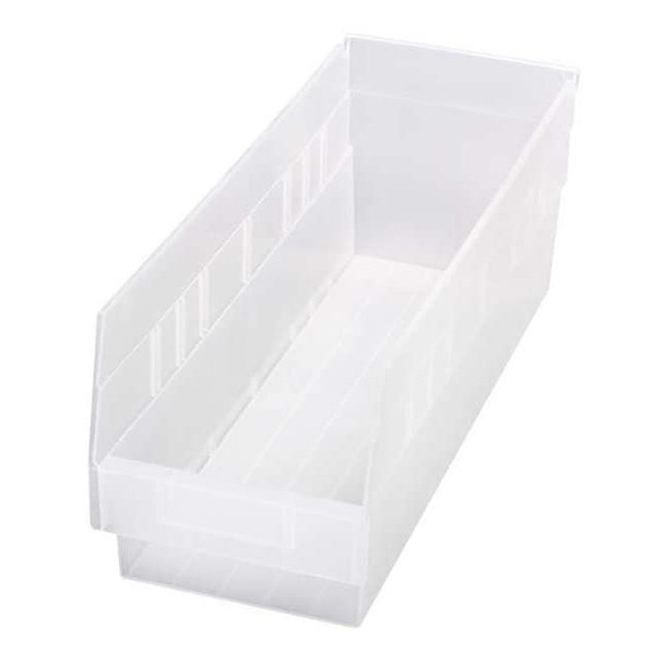 Shelf Storage Bin, Polypropylene, Clear, 6 in H, 6 5/8 in W, 17 7/8 in L