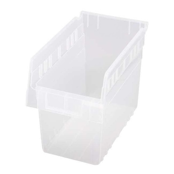 Shelf Storage Bin, Polypropylene, Clear, 8 in H, 6 5/8 in W, 11 5/8 in L