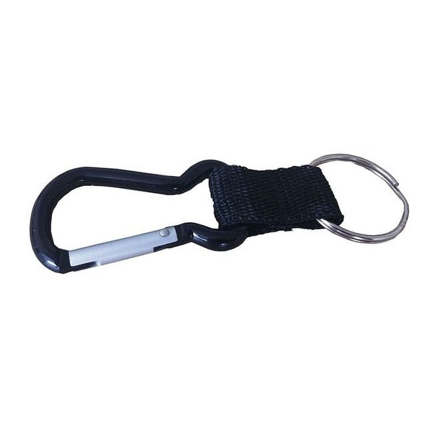 Carabiner Key Holder, Black, Aluminum, Snap-On Caribeener Hook, Black Coated