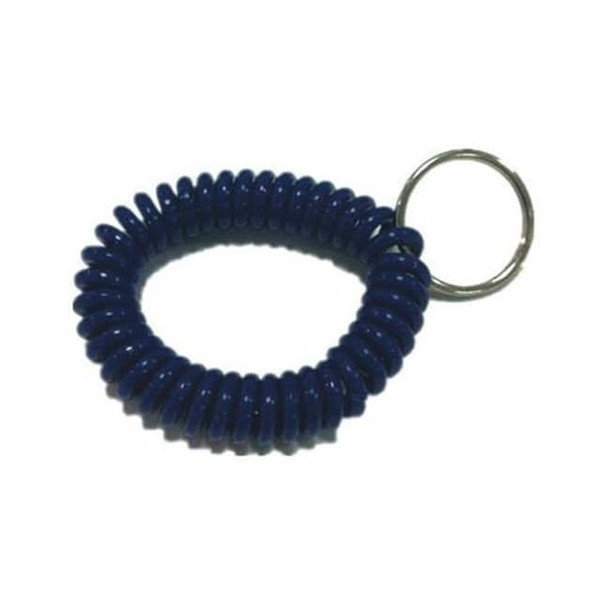 Manufacturer Varies Wrist Coil Key Ring, Blue, Steel, Steel Ring, 10 PK 25PA30
