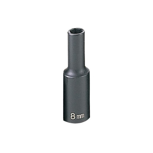 3/8" Drive, 8mm Size, Metric Socket, 6 Points, 8mm,3/8"D,Impact,6pt.,D Pack of 2