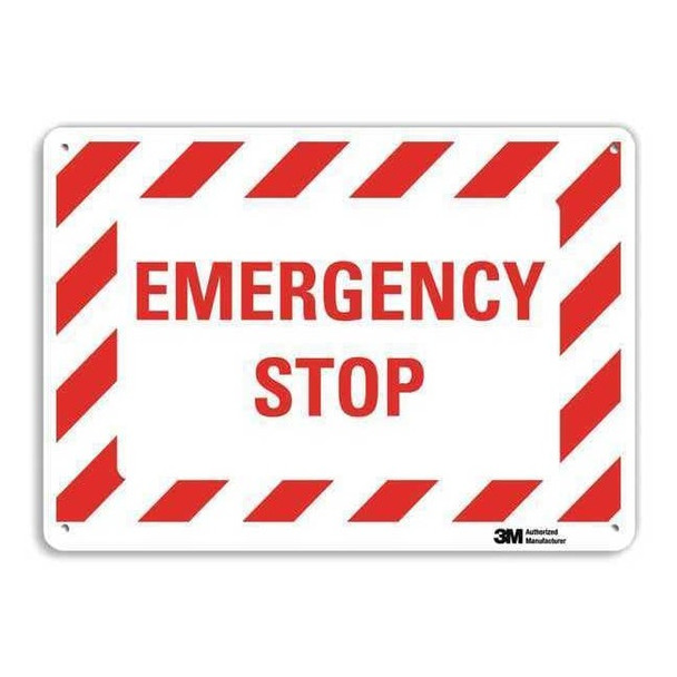 Retangle Stop Emergency STOP, 7 in x 10 in, Vertical Rectangle, Aluminum, U7-1154-NA ...