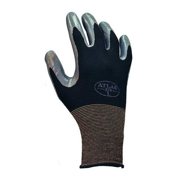 Coated Gloves, Nitrile, Smooth, Palm, 4 Abrasion Level, Black, M (7) 1 PR