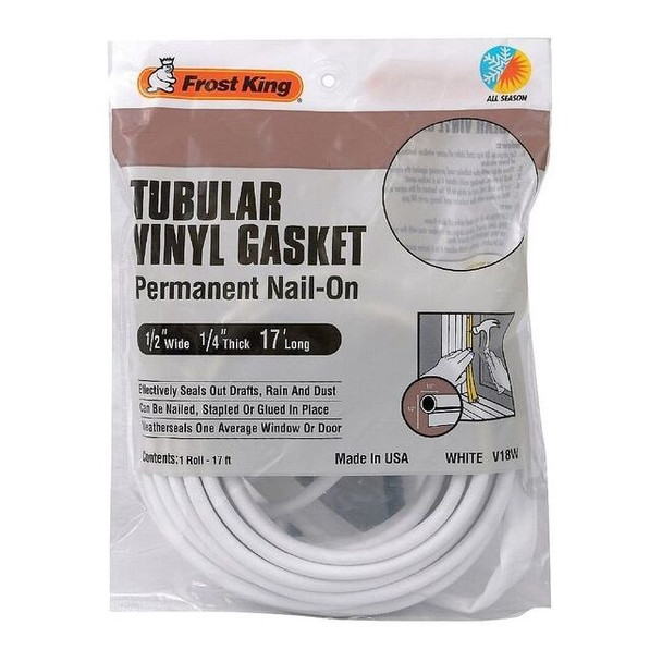 Frost King Weatherstrip, 17 ft, White, Hardware: Included V18WH