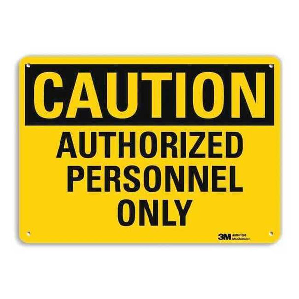 Caution Sign, 10 in Height, 14 in Width, Aluminum, Vertical Rectangle, English