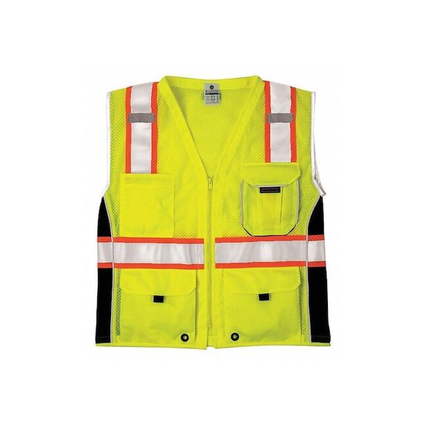 Kishigo Large Black Panels Safety Vest, Lime 1513-L Pack of 3