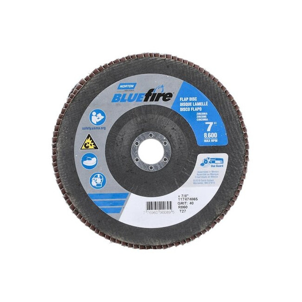 Norton Abrasives Flap Disc,Zirconia Alumina,7" dia 77696090089 Pack of 10