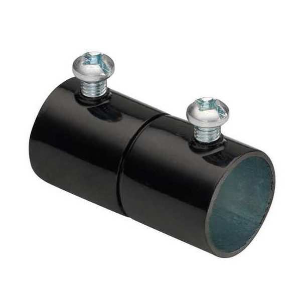EMT Coupling, 2 in, Set Screw, Steel, Painted, Black Pack of 5
