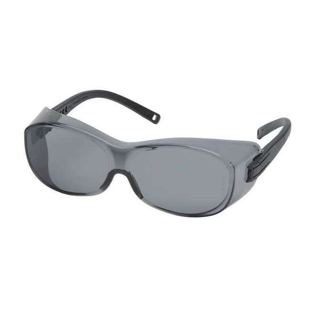 OTS(R), Safety Glasses, Anti-Scratch, Gray Lens, Black Frame, Frameless