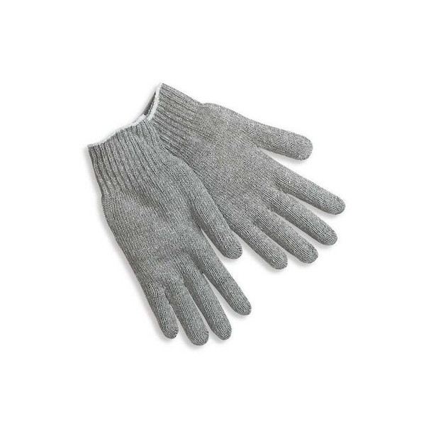 Knit Gloves, Cotton Polyester Blend, None Uncoated, Gray, L, 1 PR Pack of 12