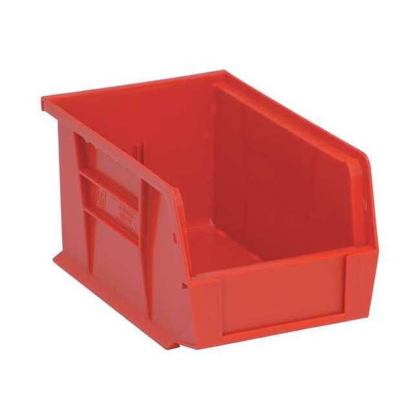 Hang & Stack Storage Bin, Polypropylene, Red, 5 in H, 6 in W, 9 1/4 in L