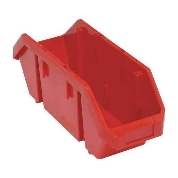 Hang & Stack Storage Bin, Plastic, Red, 7 in H, 6 5/8 in W, 18 1/2 in L