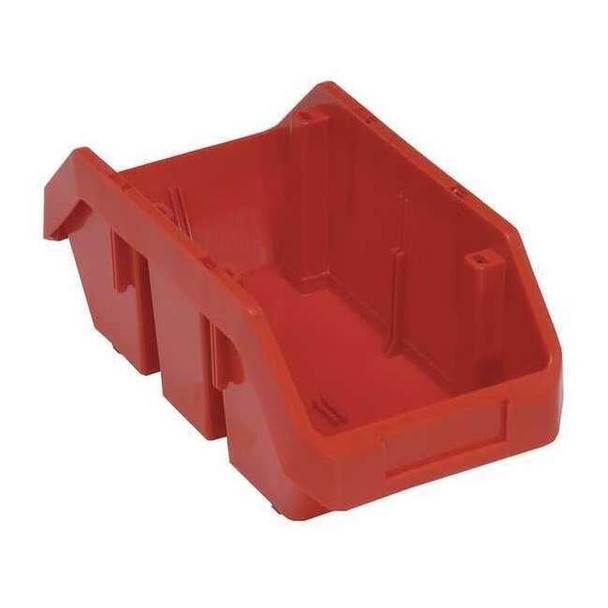 Hang & Stack Storage Bin, Plastic, Red, 5 in H, 6 5/8 in W, 12 1/2 in L