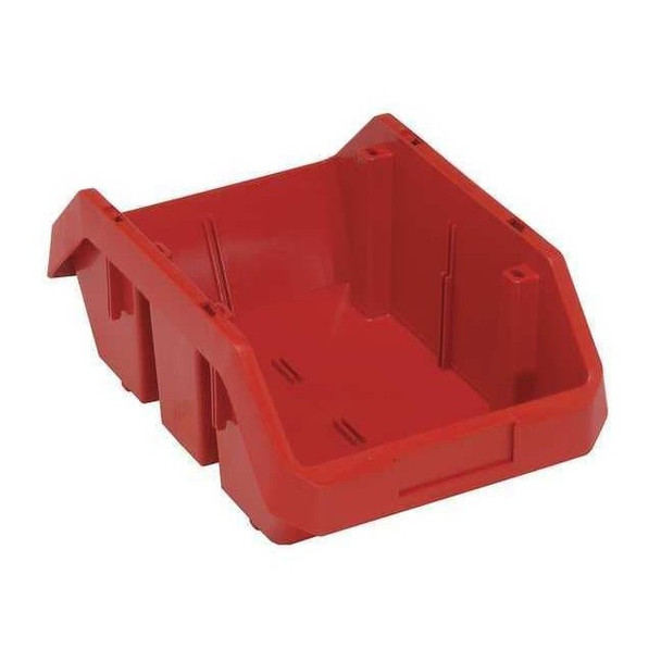 Hang & Stack Storage Bin, Plastic, Red, 6 1/2 in H, 9 1/4 in W, 14 in L