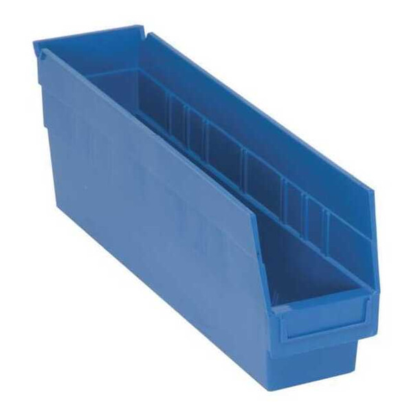 Shelf Storage Bin, Polypropylene, Blue, 8 in H, 4 3/8 in W, 17 7/8 in L