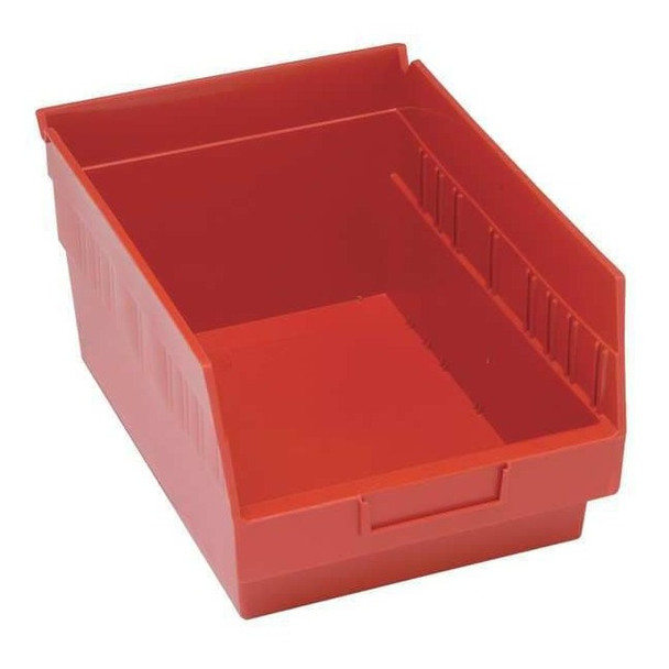 Shelf Storage Bin, Polypropylene, Red, 8 in H, 8 3/8 in W, 11 5/8 in L