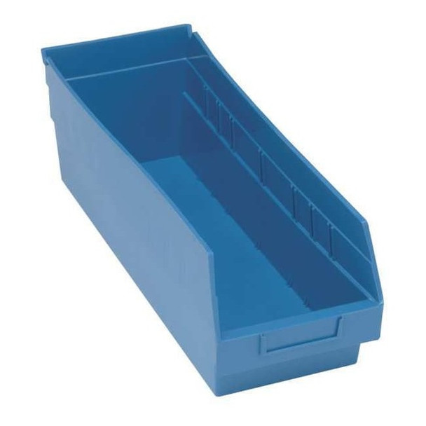 Shelf Storage Bin, Polypropylene, Blue, 8 in H, 6 5/8 in W, 17 7/8 in L