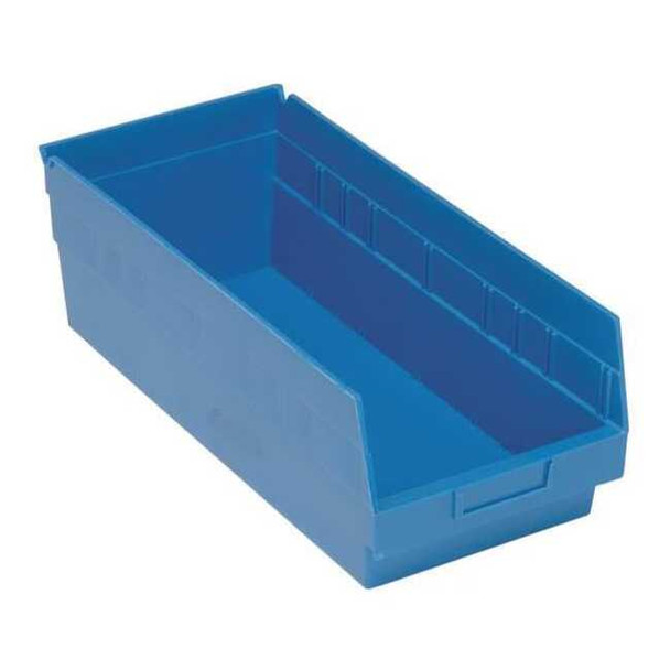 Shelf Storage Bin, Polypropylene, Blue, 8 in H, 8 3/8 in W, 17 7/8 in L