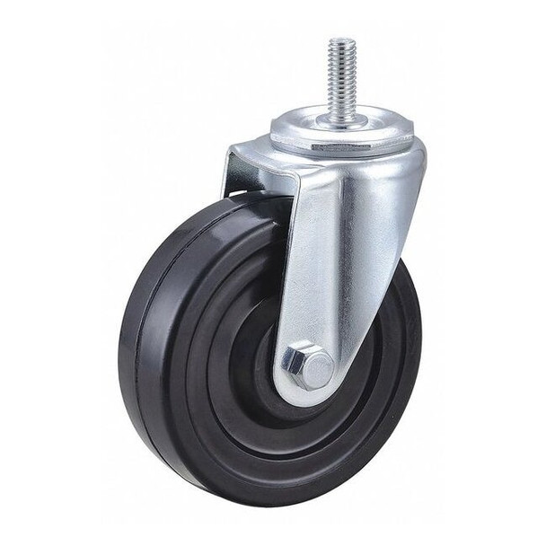 Swivel Stem Caster, Rubber, 4 in., 170 lb., Stem Dia.: 3/8 in
