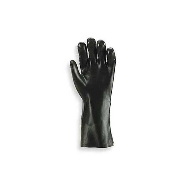 Chemical Resistant Gloves, PVC, 12 in L, 16 mil, Black, 10, 1 PR Pack of 12