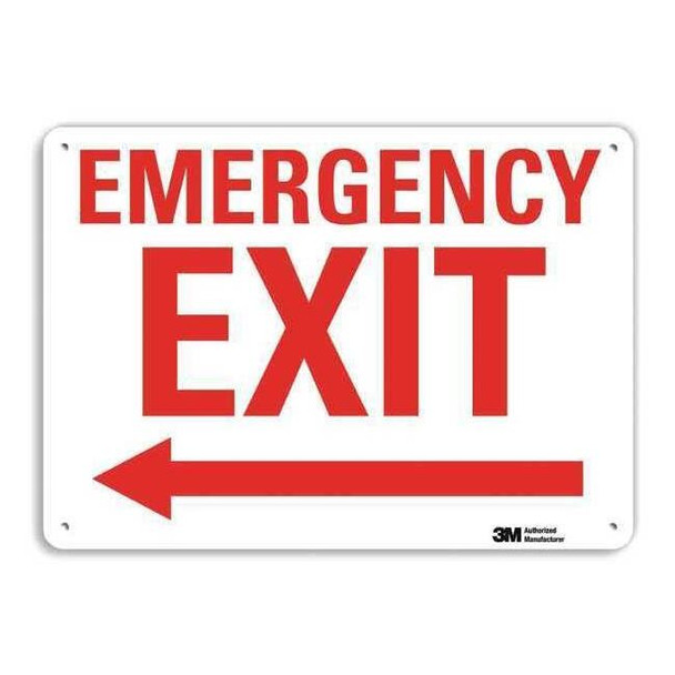 Exit Sign, Recycled Plastic, 14" W, 10" H, Emergency Exit, White