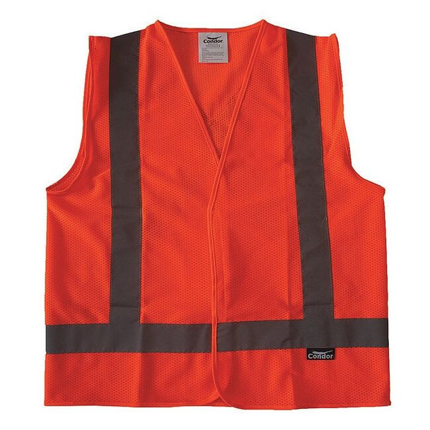 Condor Safety Vest,Orange/Red,L,Hook-and-Loop 491R78