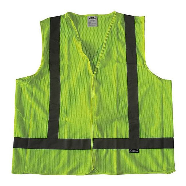 Condor Safety Vest,Yellow/Green,Hook-and-Loop 491R90