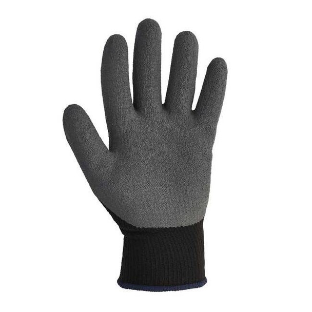 Coated Gloves, Latex, Crinkled, Palm, 2 Abrasion Level, Black/Gray, M (8) 1 PR