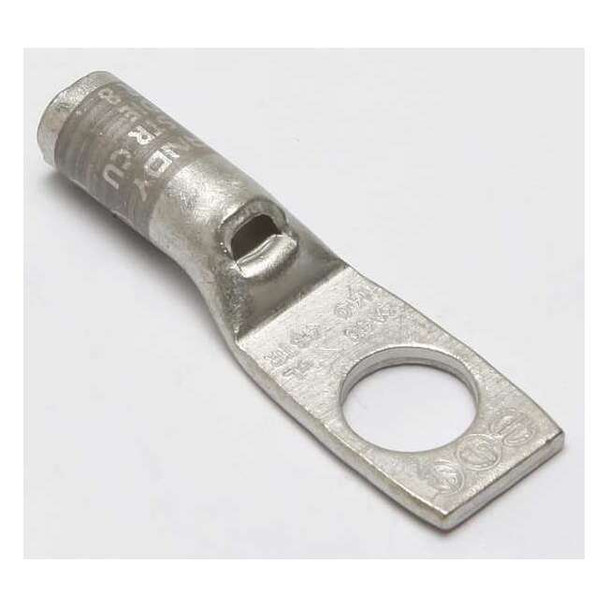 One-Hole Compression Lug, 4 AWG Max, 3/8 in Stud, Standard Barrel, Copper, Gray