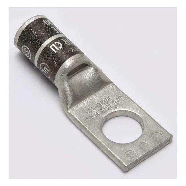 One-Hole Compression Lug, 2 AWG Max, 1/4 in Stud, Standard Barrel, Copper, Brown