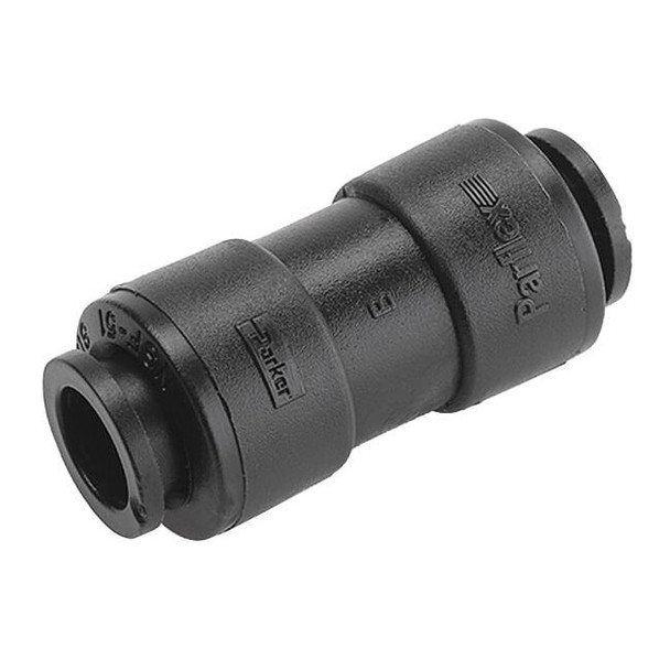 Trueseal Push-Fit Union Fitting, 3/8 in Tube Size, PVDF, Black FB6UC6-HBLK