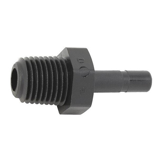 Trueseal Push-Fit Adapter Fitting, 3/8 in Tube Size, PVDF, Black FB6TMC4